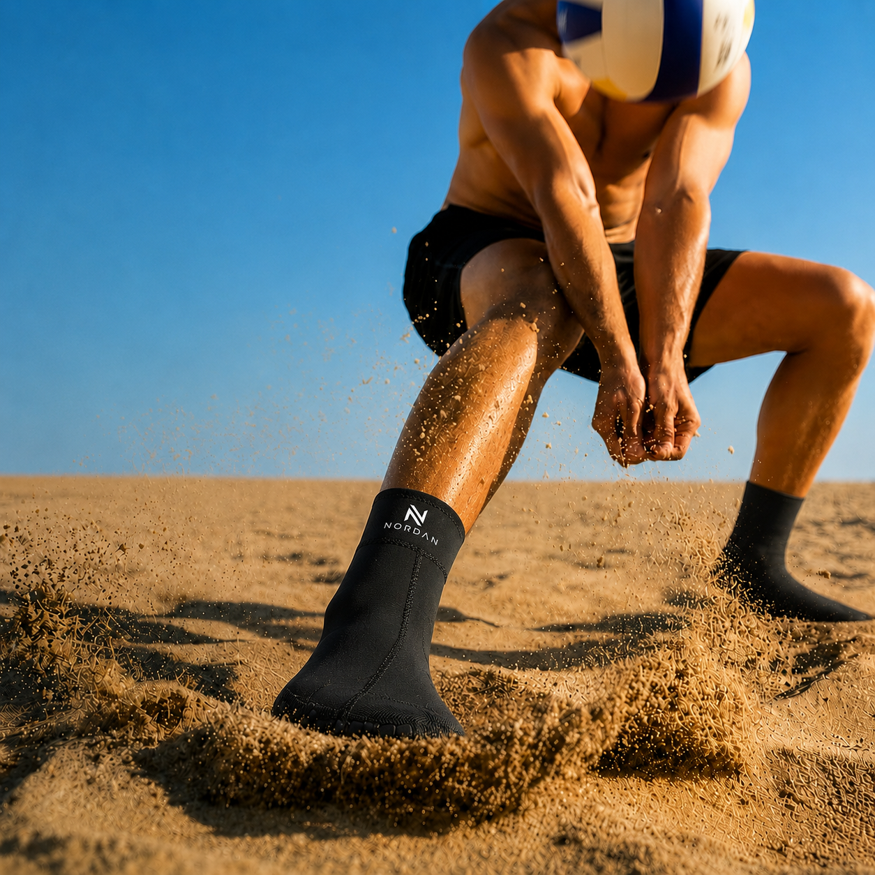 NORDAN Beach Sock diving for the ball